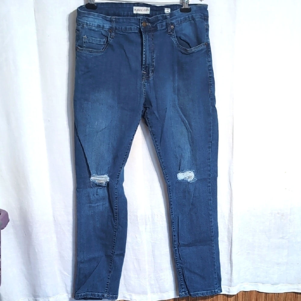 Hawk's Bay Men's Distressed Slim Fit Jeans Size 38x32